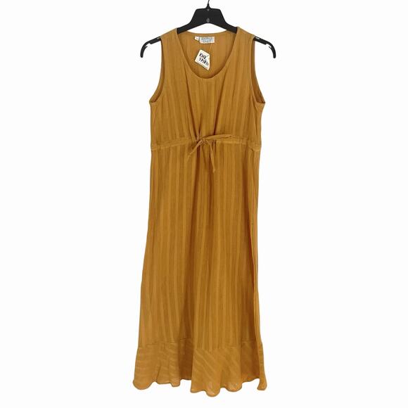 Kindred Spirit NWT Boho Maxi Dress M Yellow Handwoven Cotton Gauze Hippie Sheer - Picture 1 of 8